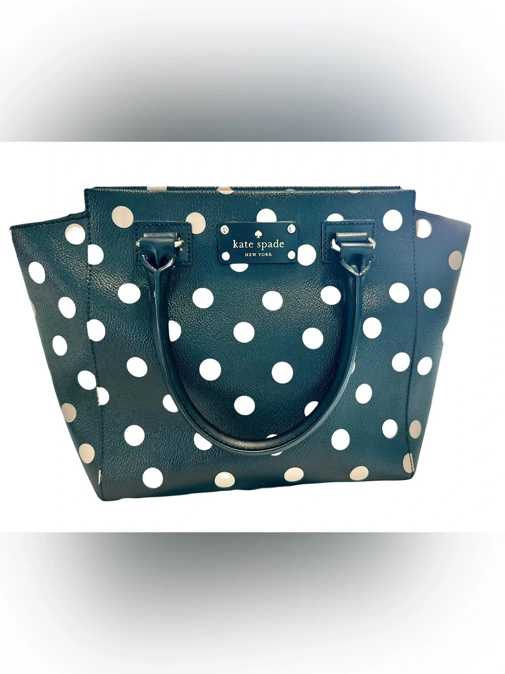 kate spade Camryn Wellesley Black & Cream Polka Dot Handbag W/ Matching Wallet